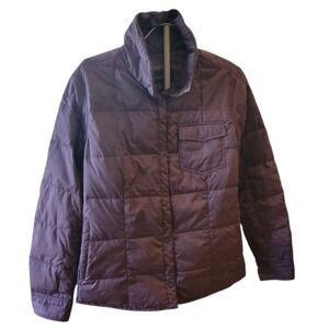 Eddie Bauer Womens XL Purple Down Quilted Snap Front Puffer Jacket Coat